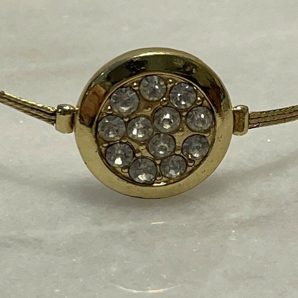 gold tone stack wire bracelets round pave - Picture 7 of 10